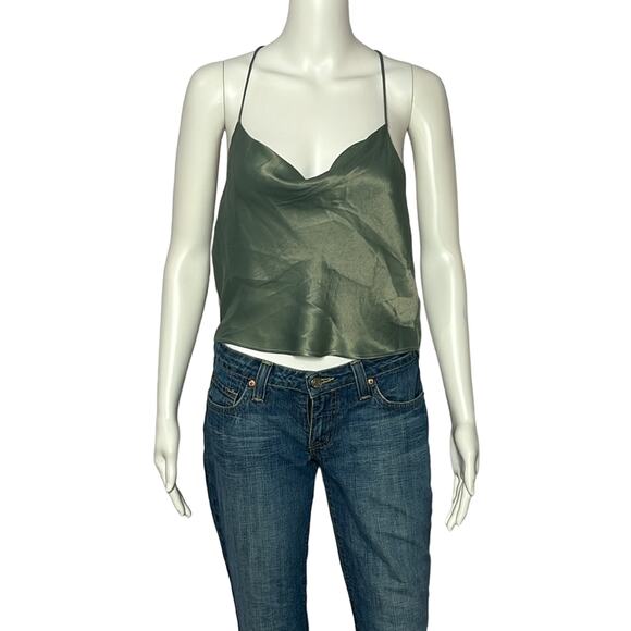 NWT Zara draped Neckline Mid-Green Top Size Medium - Picture 3 of 8